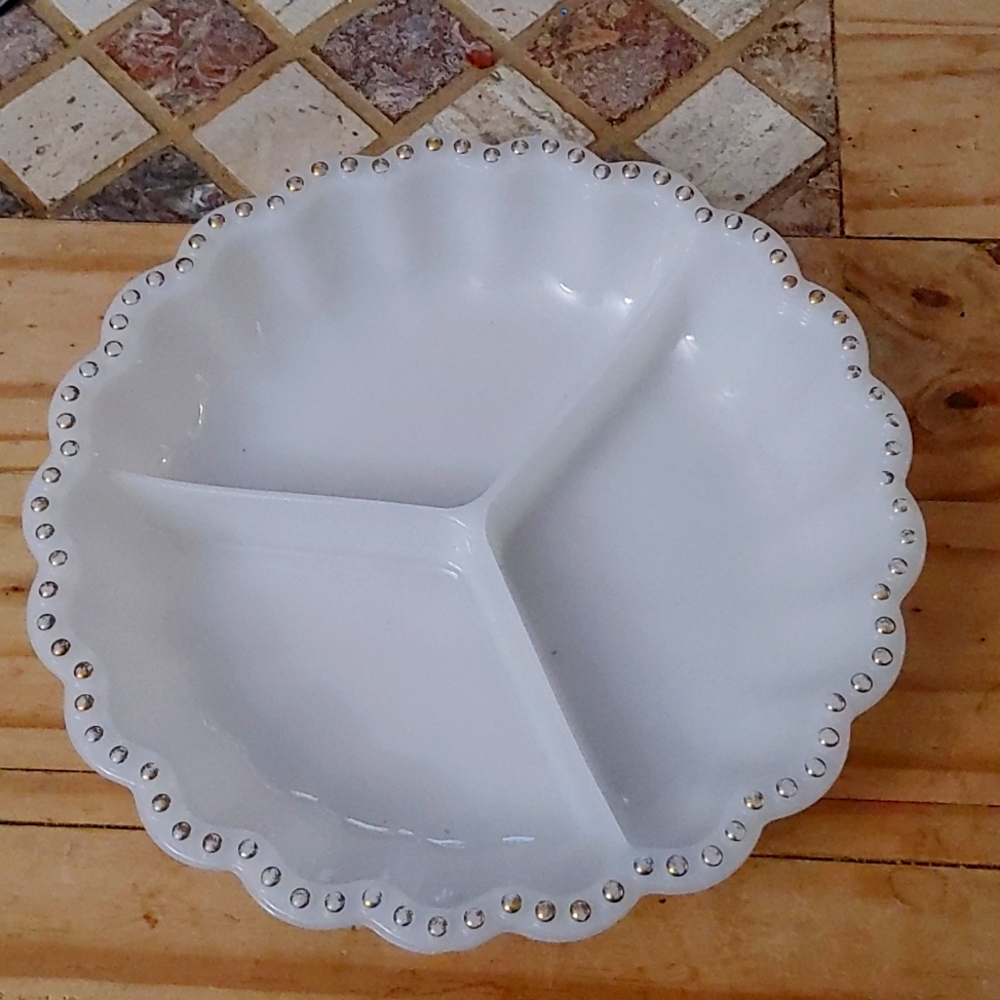 Milk glass serving dish